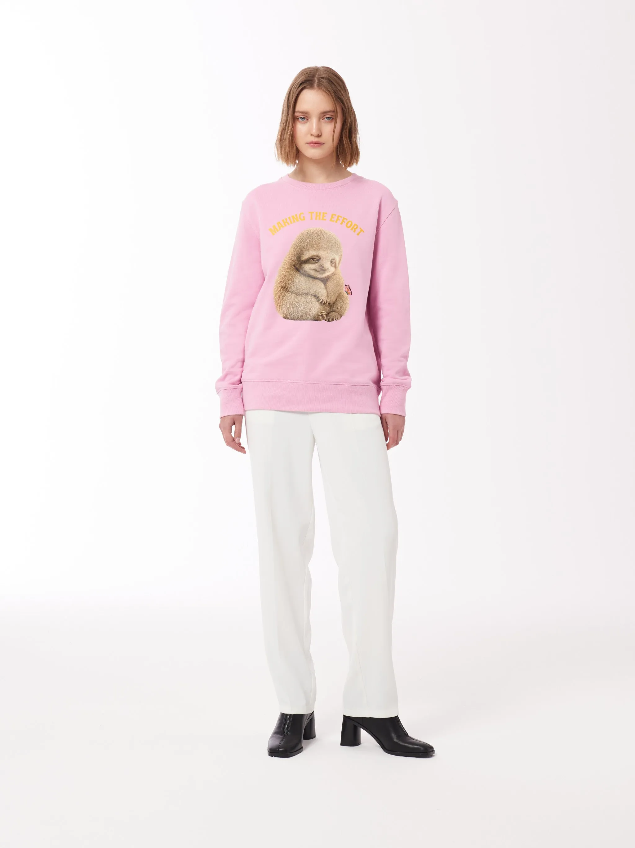 Sloth Print Unisex Sweatshirt in Pink