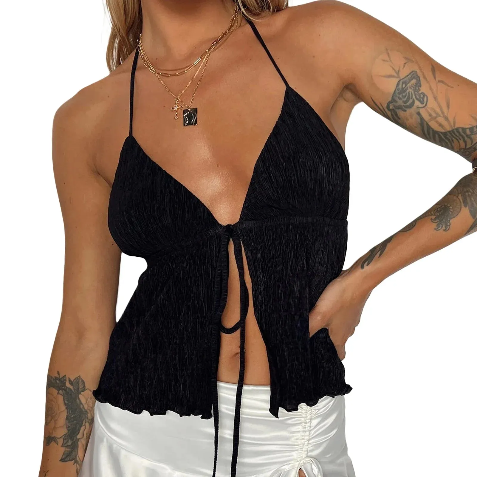 Summer Y2K Halterneck Color Sleeveless Crop Top Streetwear Crop Top