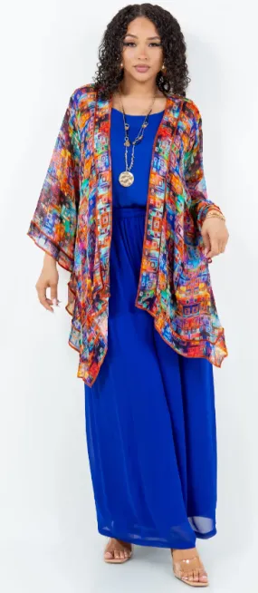 Sunheart Cosmic Fire Lagenlook Scarf Jacket Boho  Hippie Chic Sml-Large-xl-1x