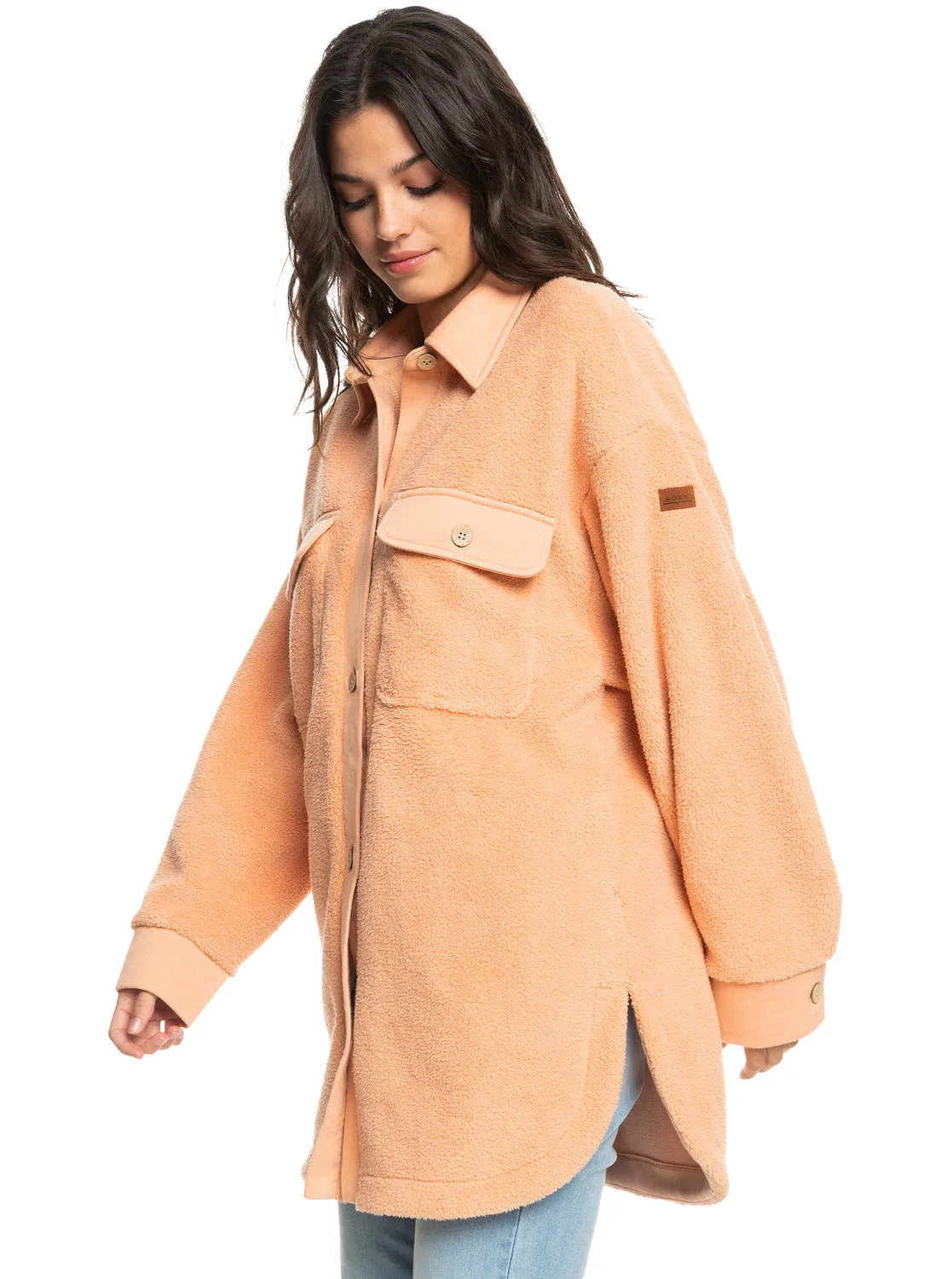 Switch Up Sherpa Fleece Overshirt - Dusty Coral