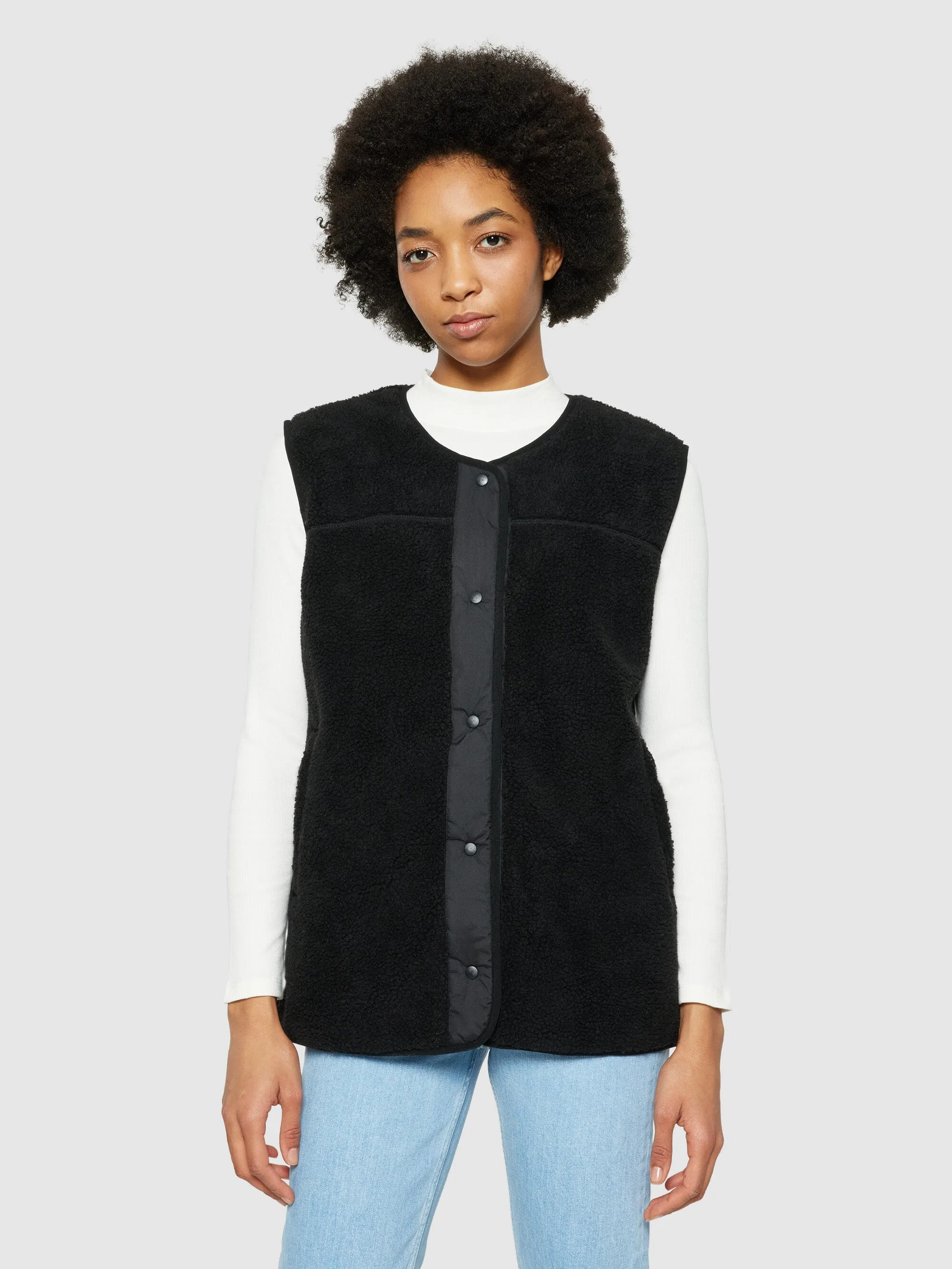 Teddy crew neck vest - GRS/Vegan - Black Jet