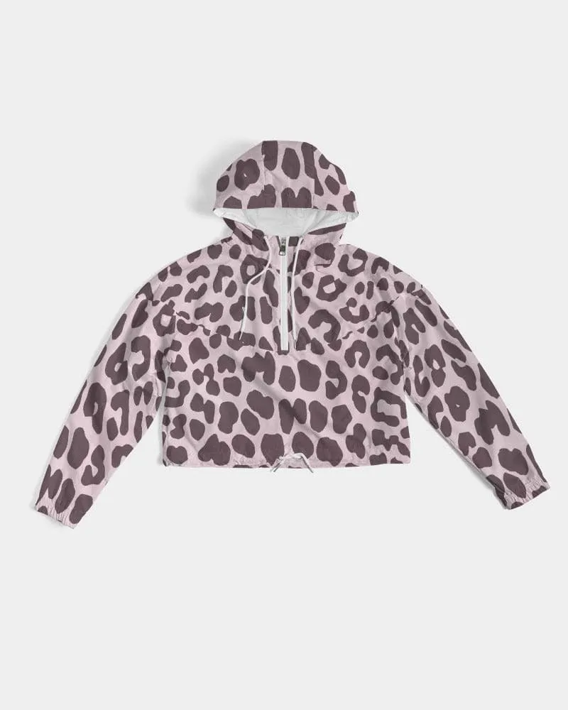 Uniuquely You Womens Cropped Windbreaker Jacket / Pink Leopard Print - J653833