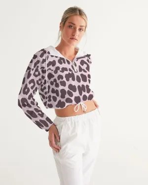 Uniuquely You Womens Cropped Windbreaker Jacket / Pink Leopard Print - J653833