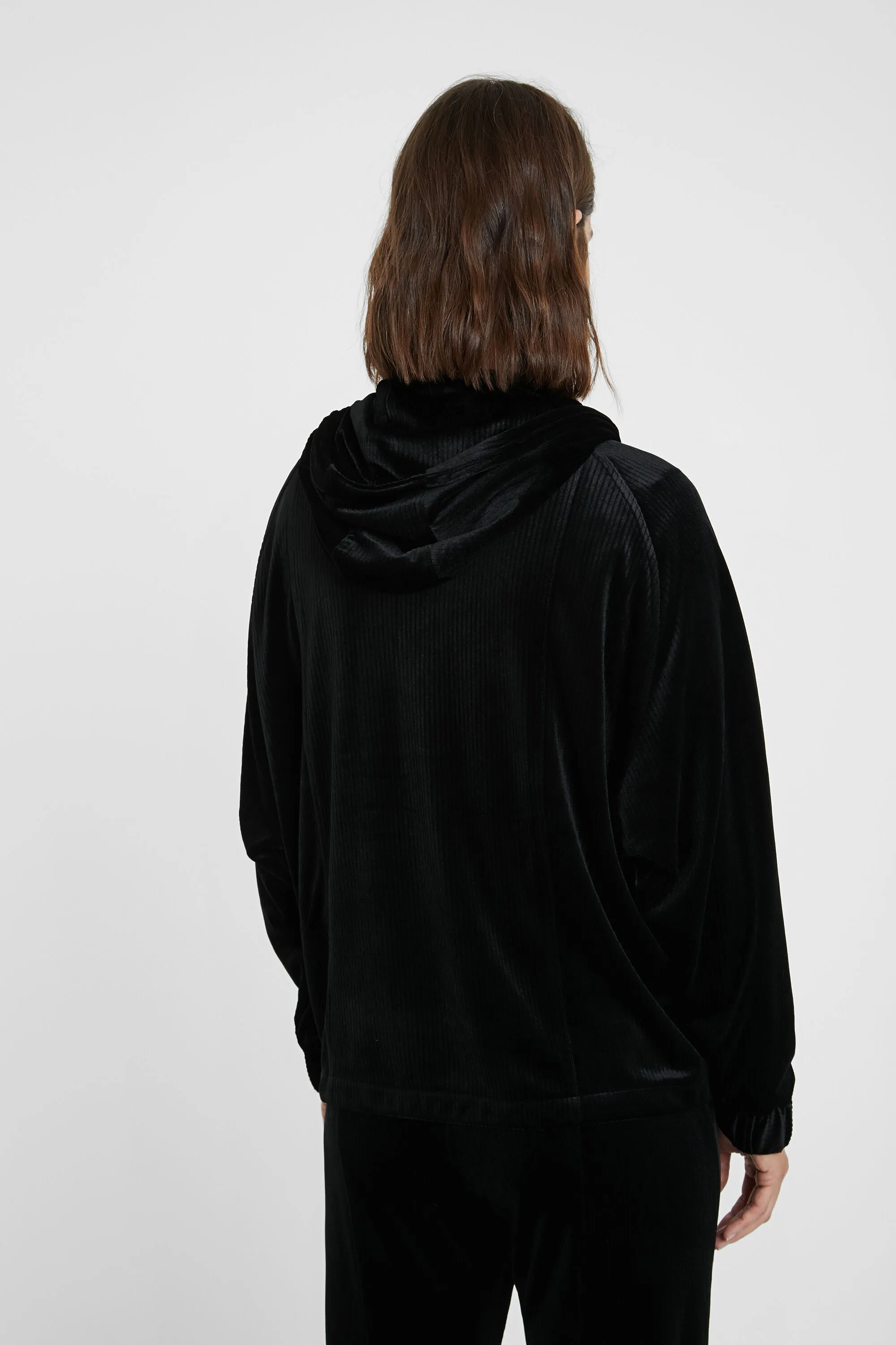 Velvety Corduroy Style Hoodie Jacket