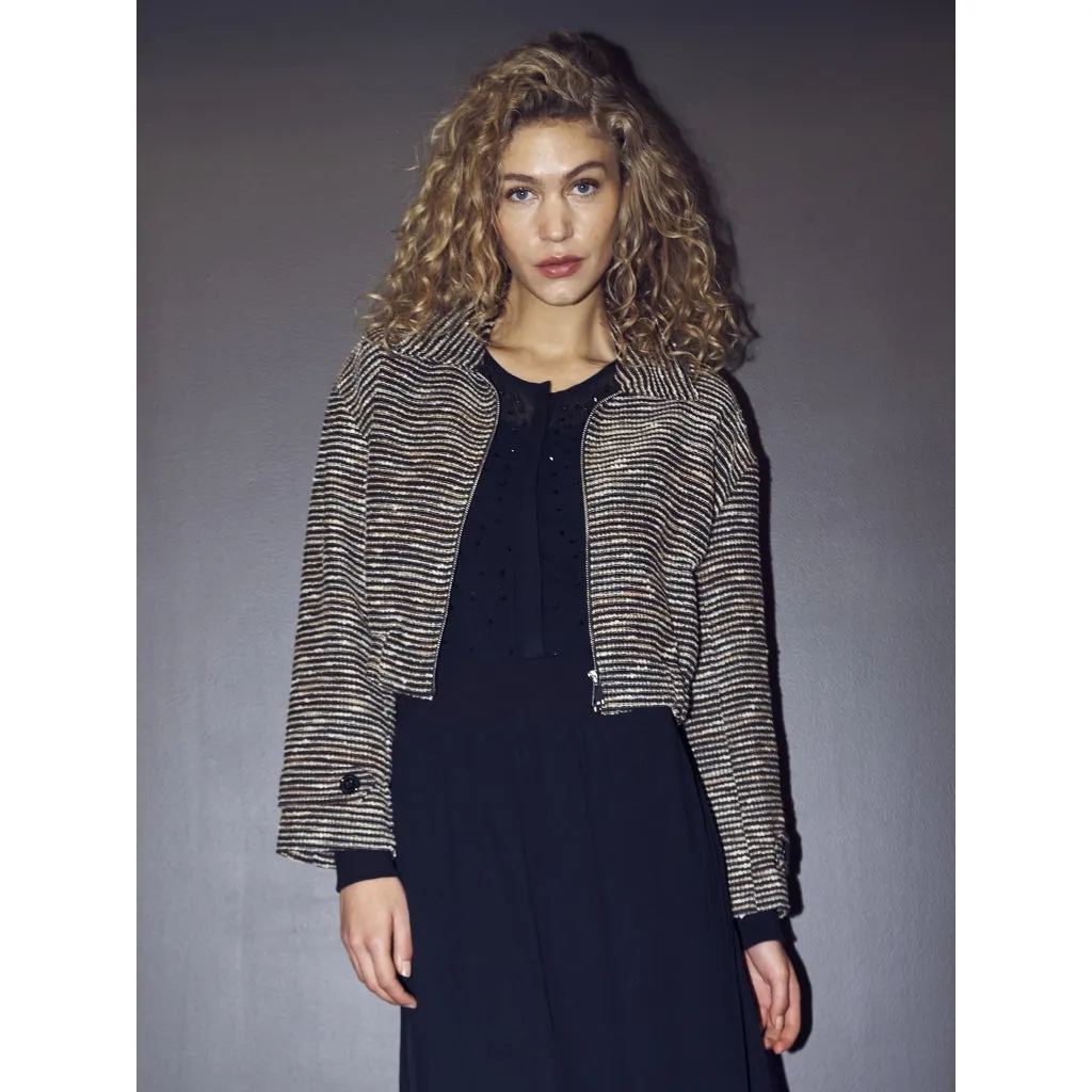 Venca Boucle Short Jacket - Black Mix