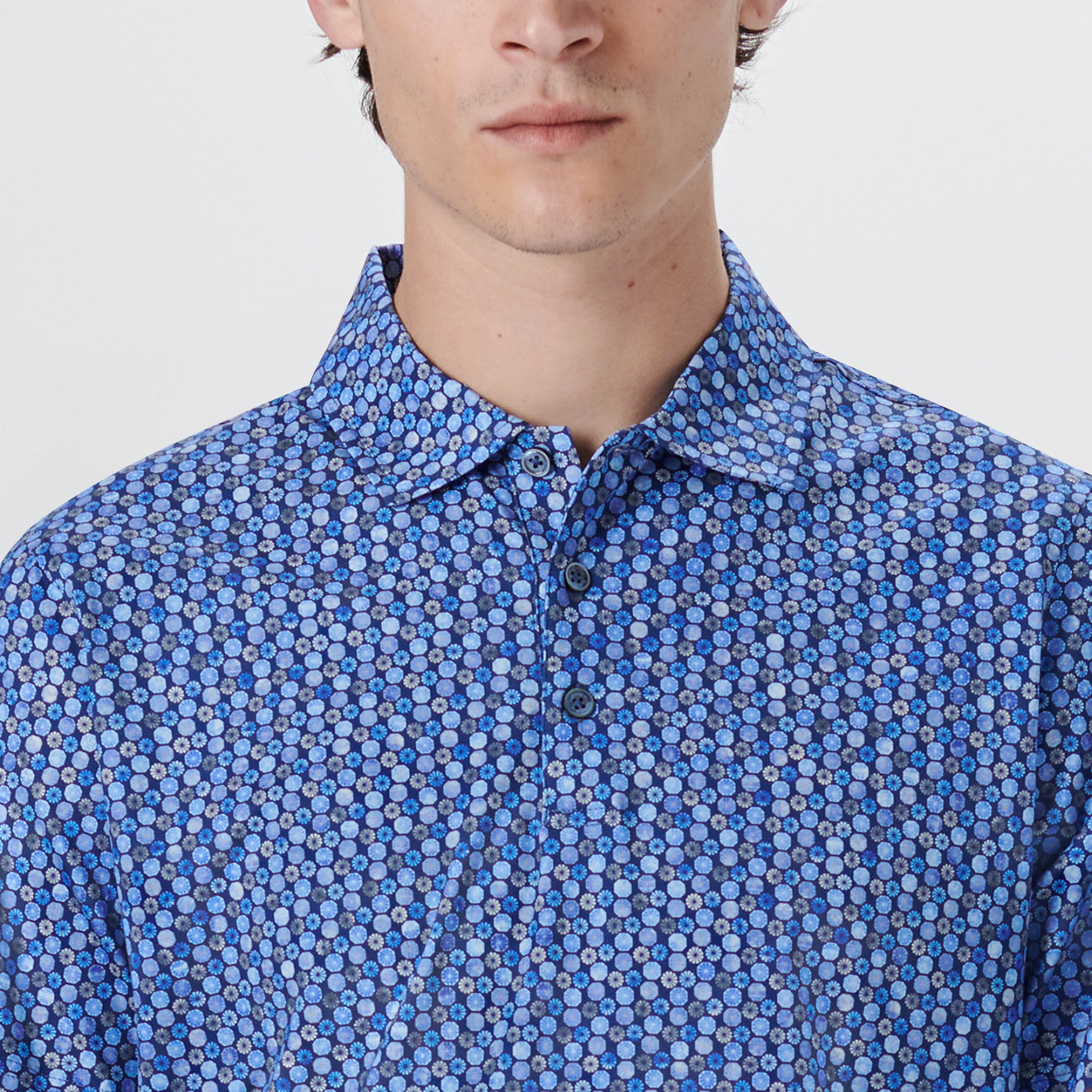 VICTOR Geometric Floral Print OoohCotton Polo