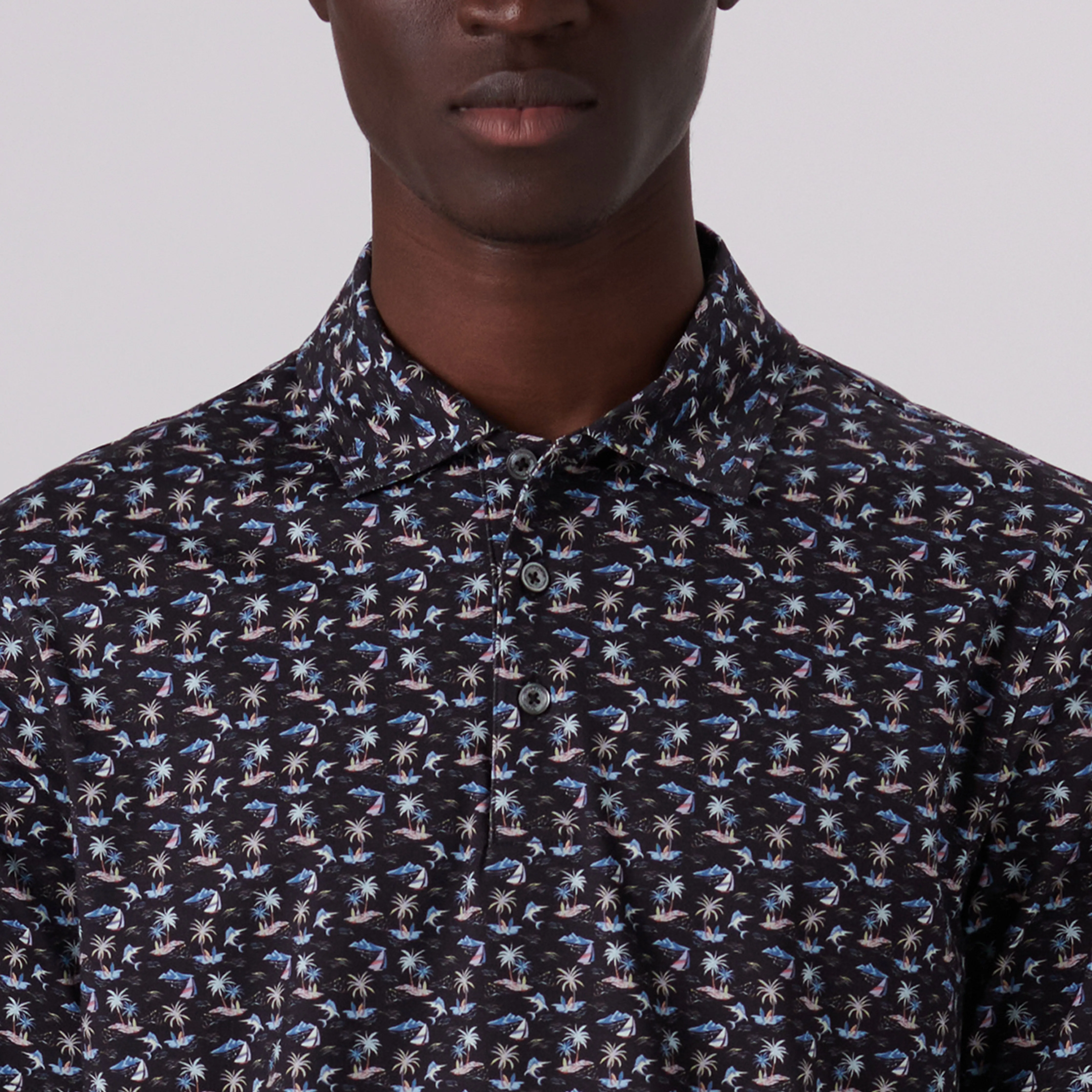 Victor Tropical Setting Print OoohCotton Polo