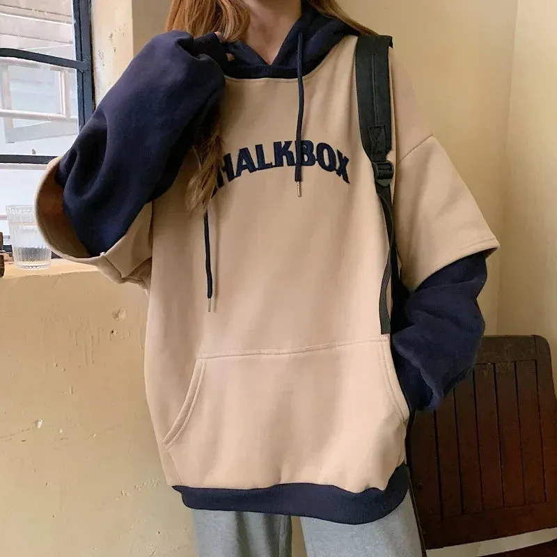 Vintage Harajuku Female Pullover Streetwear Casual Two-Piece Y2K Hoody