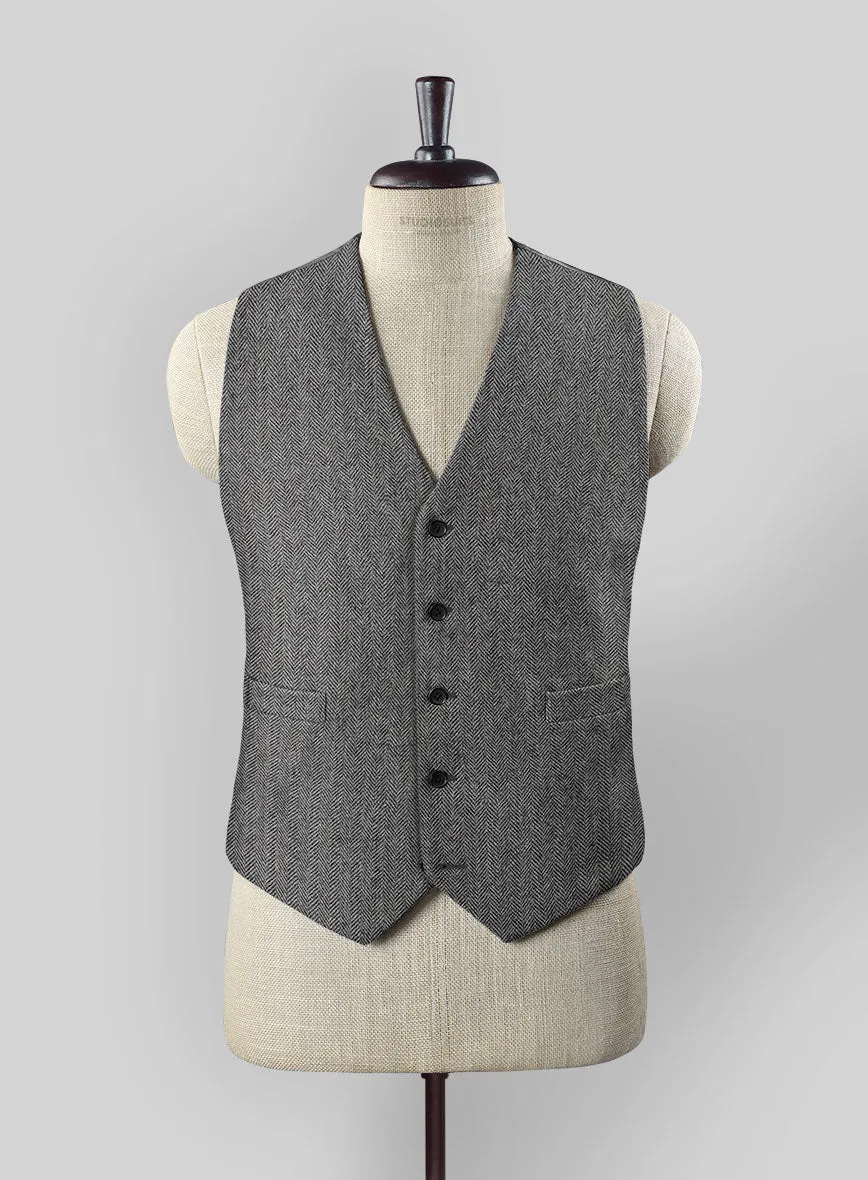 Vintage Herringbone Gray Tweed Waist Coat