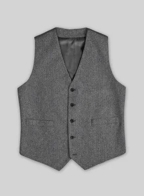 Vintage Herringbone Gray Tweed Waist Coat