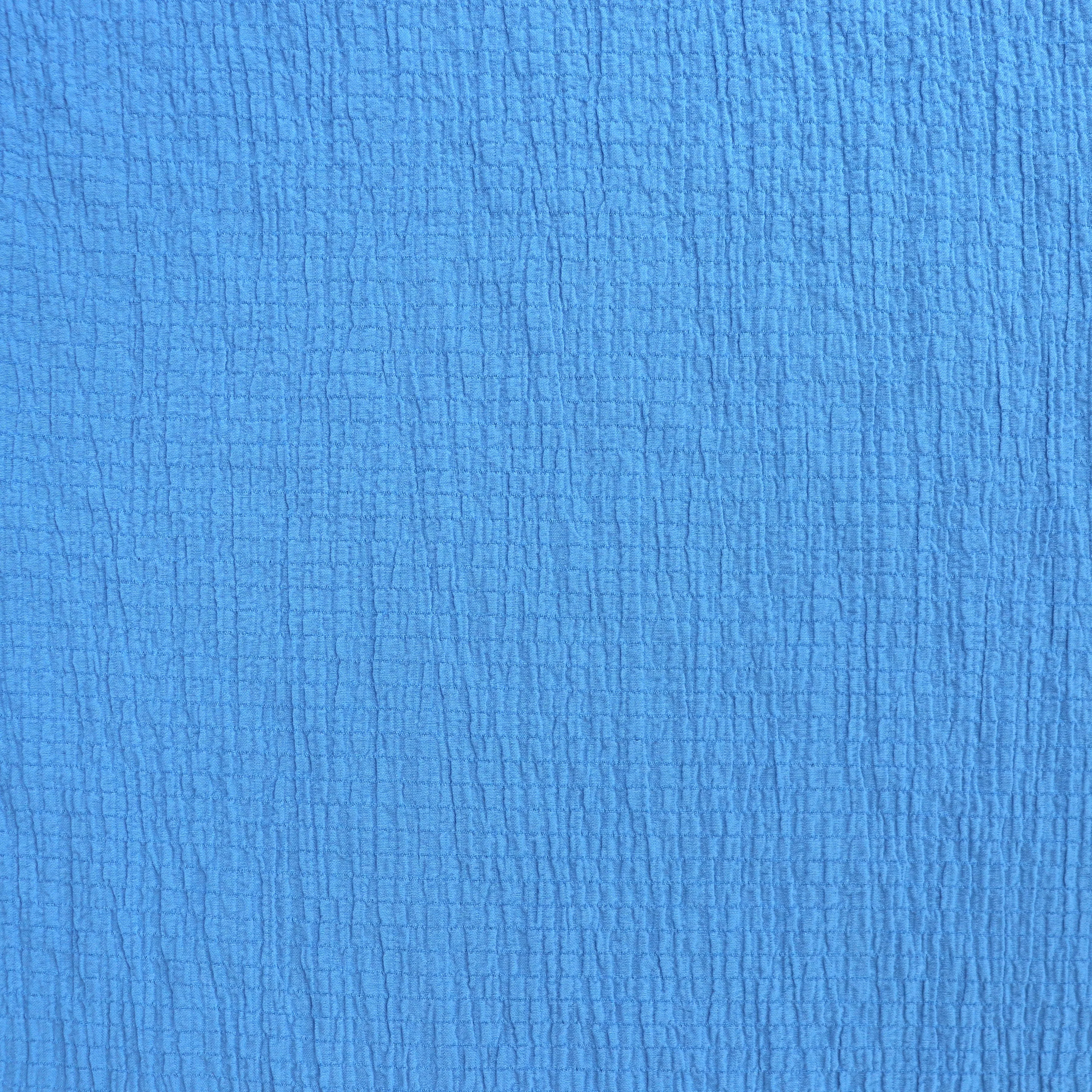 Viscose Blend Seersucker - Blue - END OF BOLT 96cm