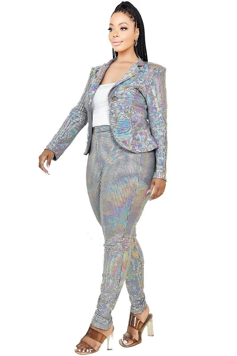 Voluptuous ( ) Plus Disco Metallic Sequins 2 Piece Set - Ships from The US