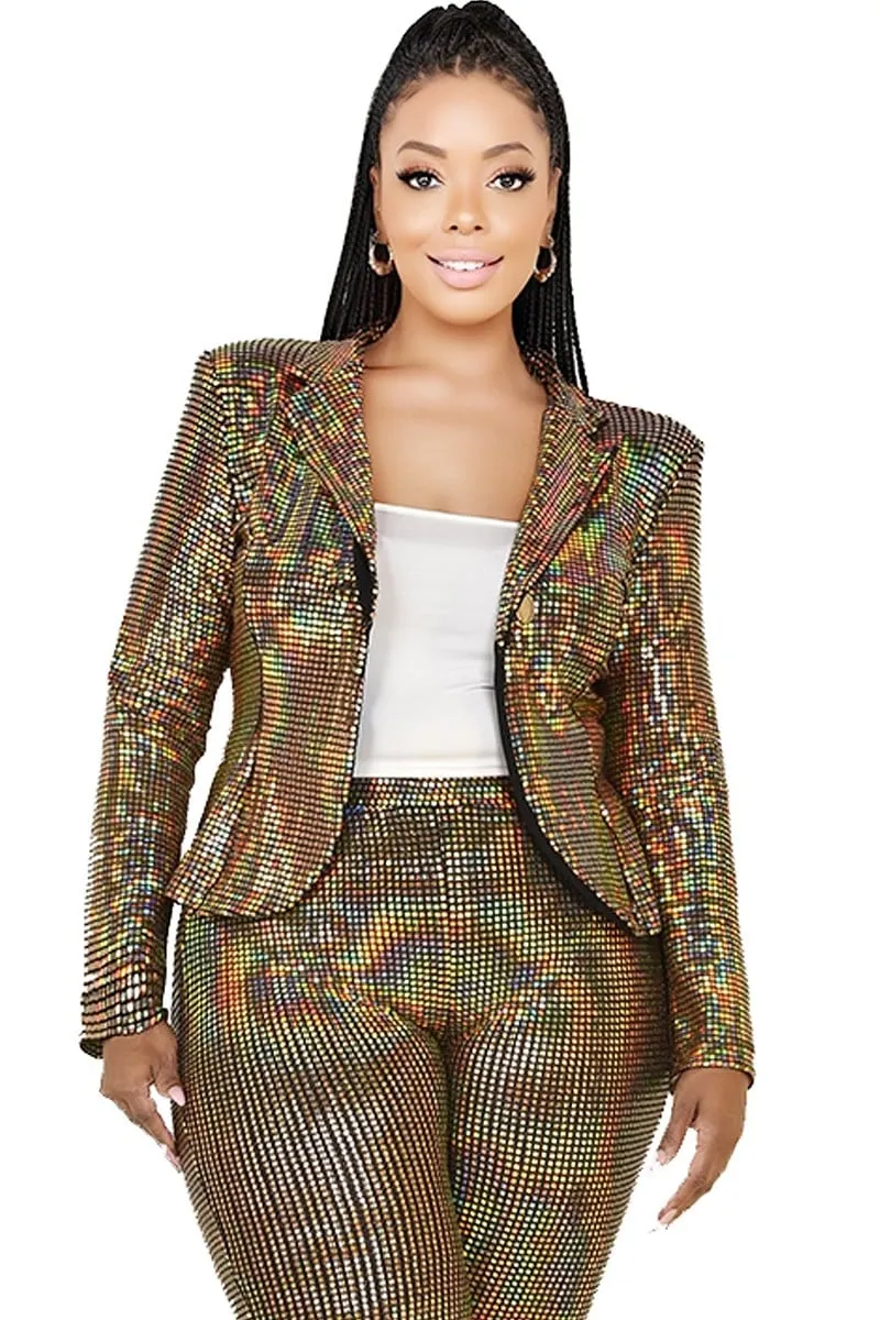 Voluptuous ( ) Plus Disco Metallic Sequins 2 Piece Set - Ships from The US