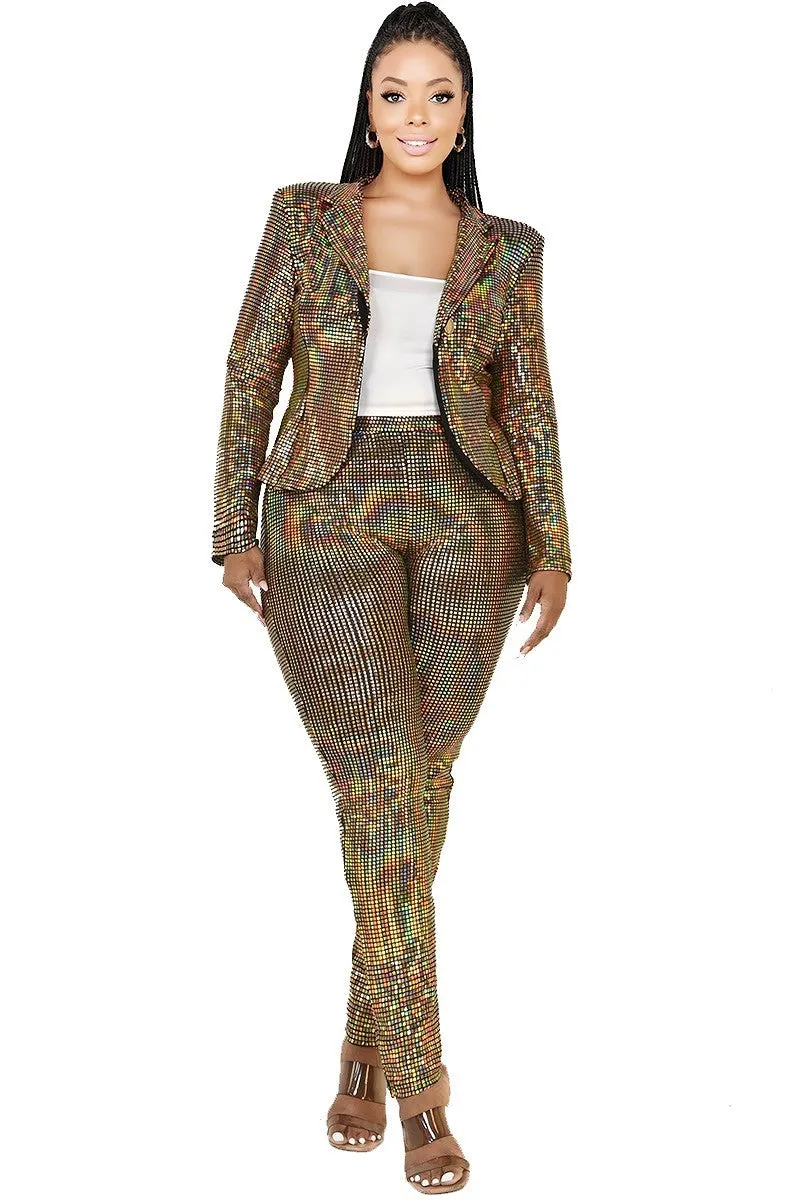 Voluptuous ( ) Plus Disco Metallic Sequins 2 Piece Set - Ships from The US