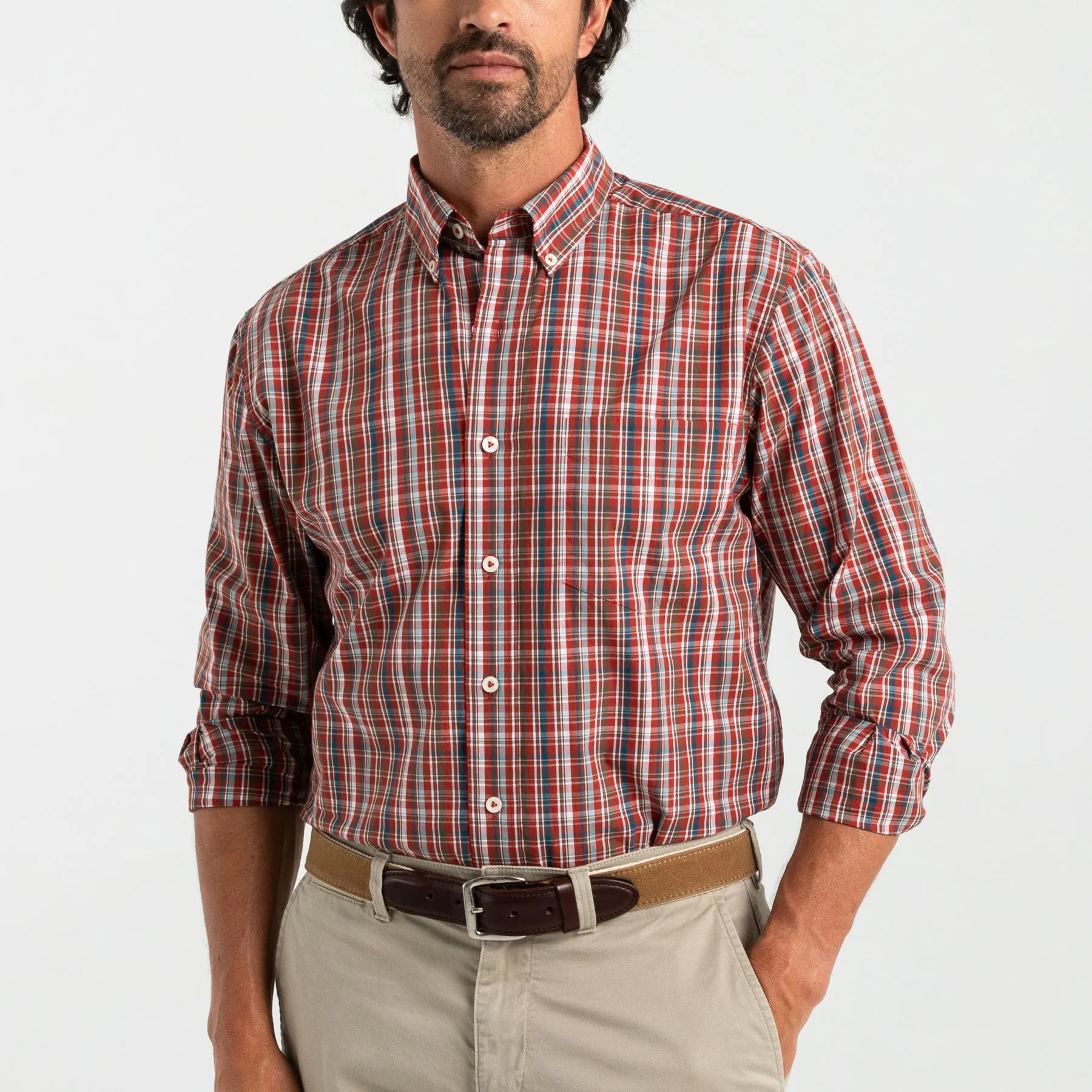 Watkins Plaid Cotton Poplin Sport Shirt