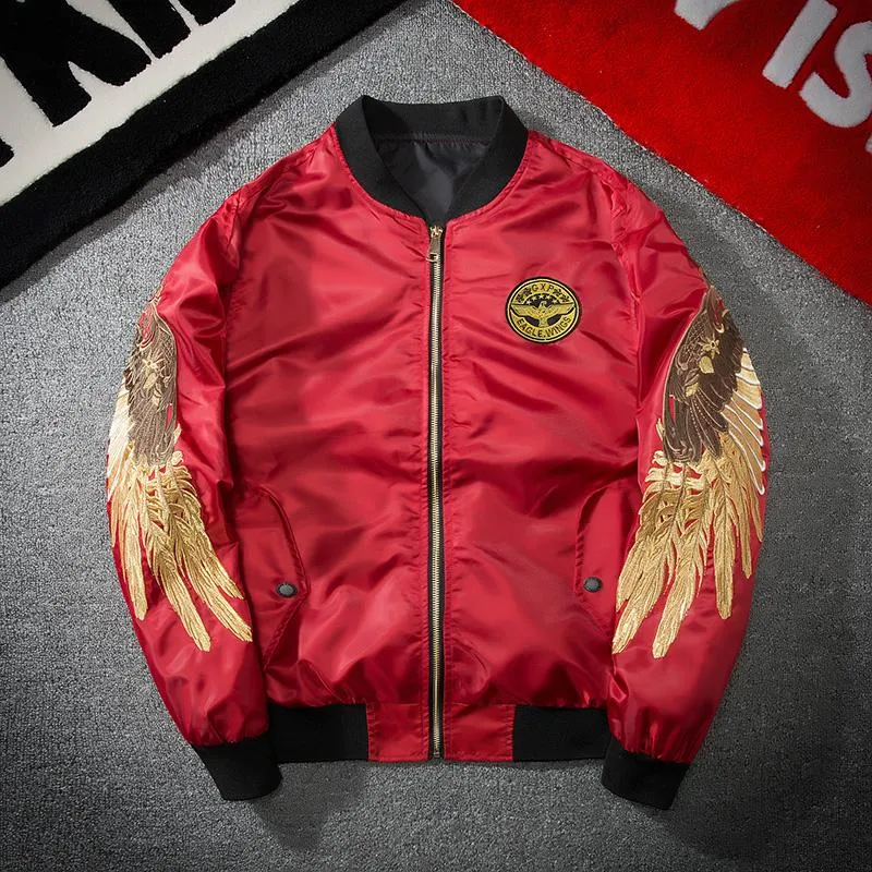 WLS Embroidered Golden Wings Leather Jacket