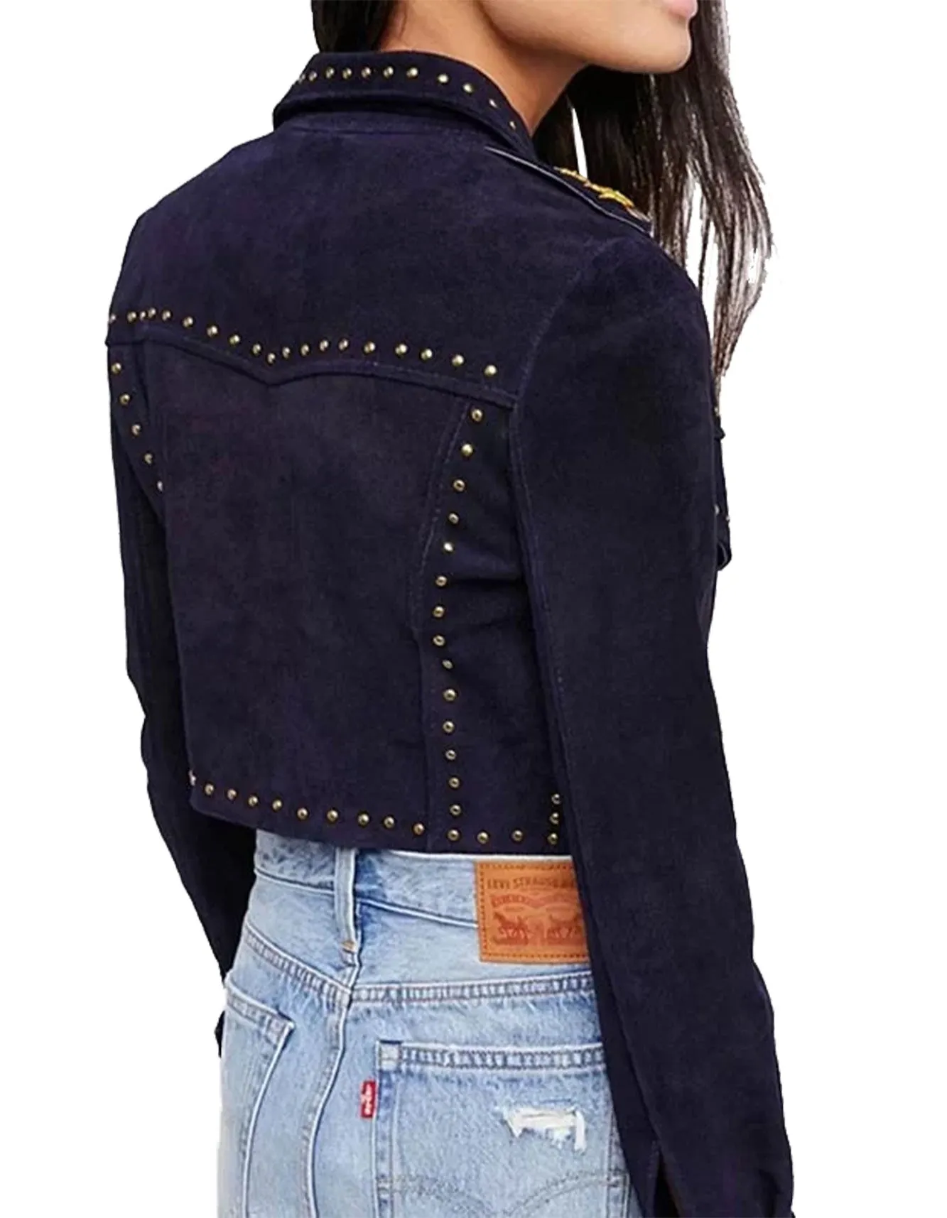 Women’s Cropped Suede Leather Jacket