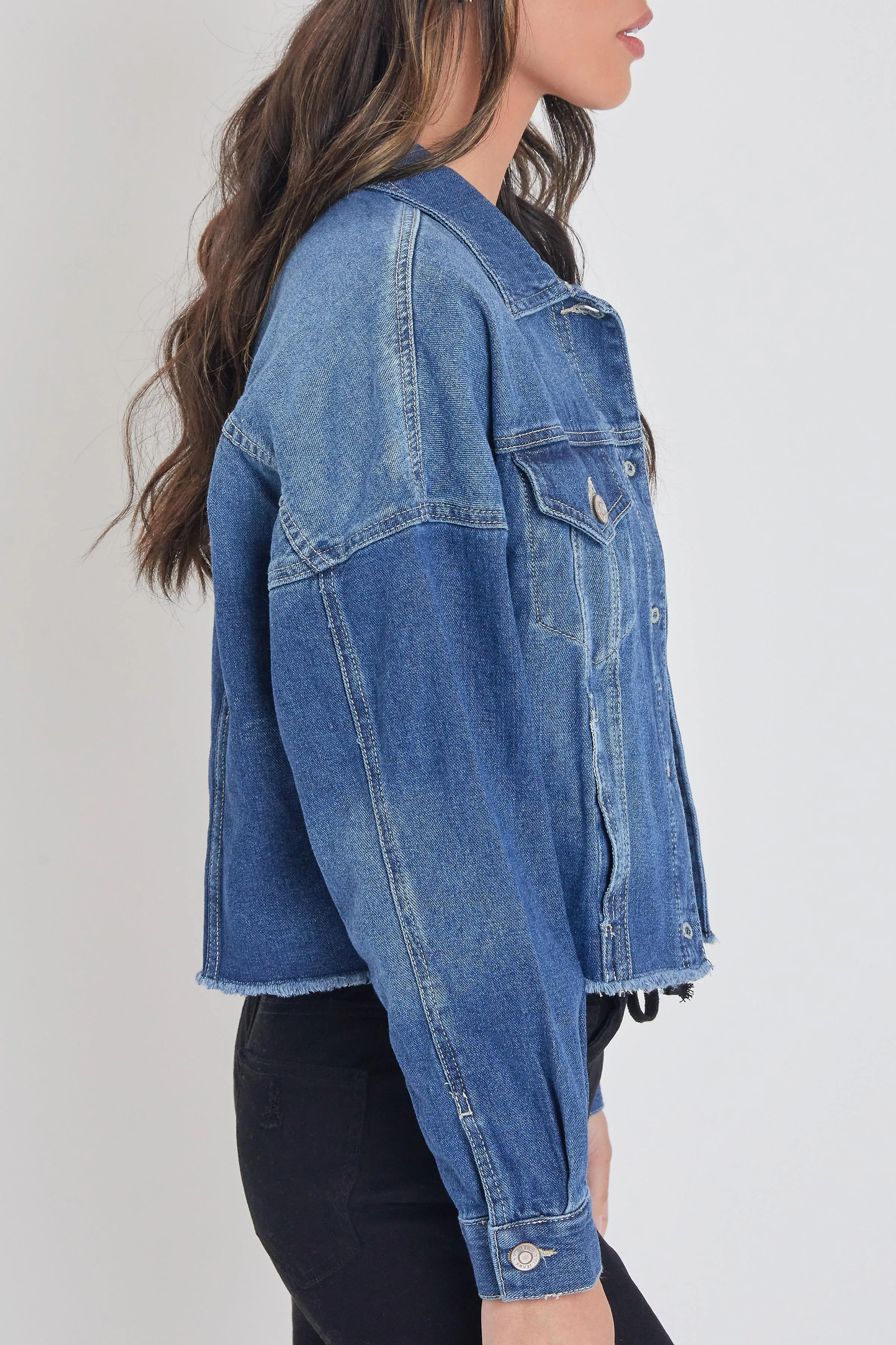 Women's Denim Jacket With Raw Hem