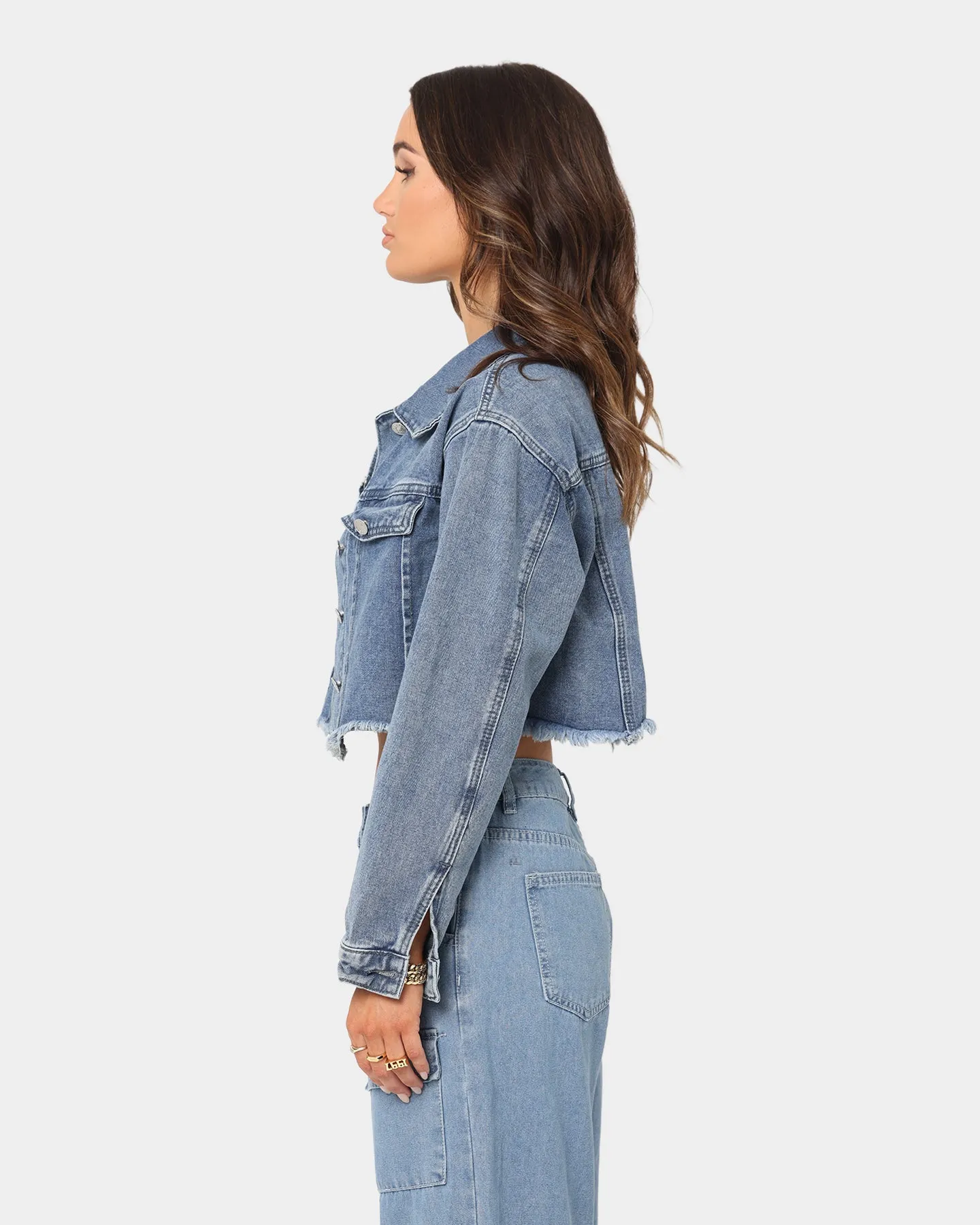 XXIII Women's Cropped Denim Jacket Blue