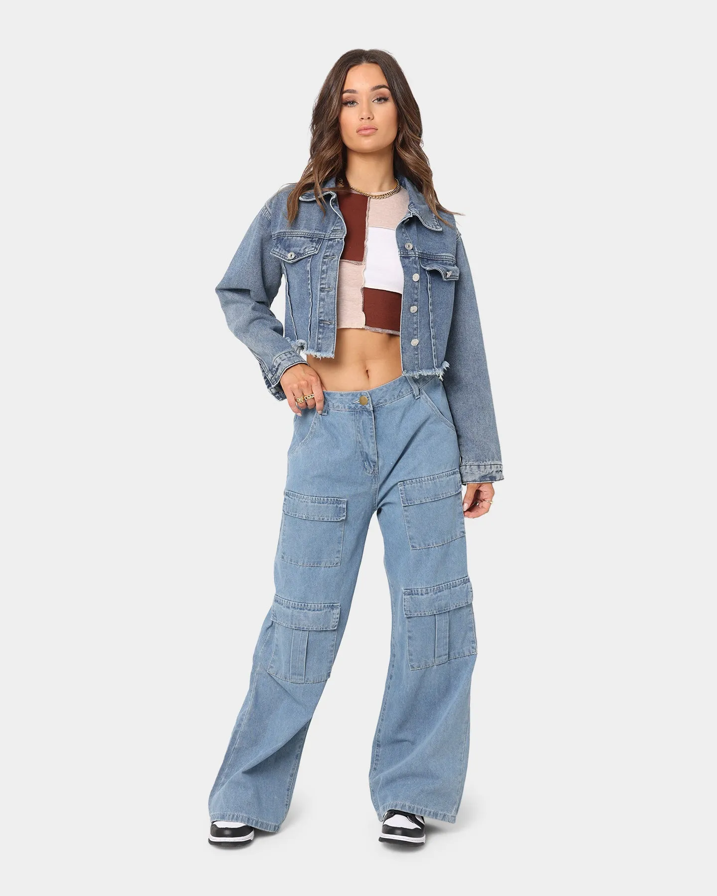 XXIII Women's Cropped Denim Jacket Blue