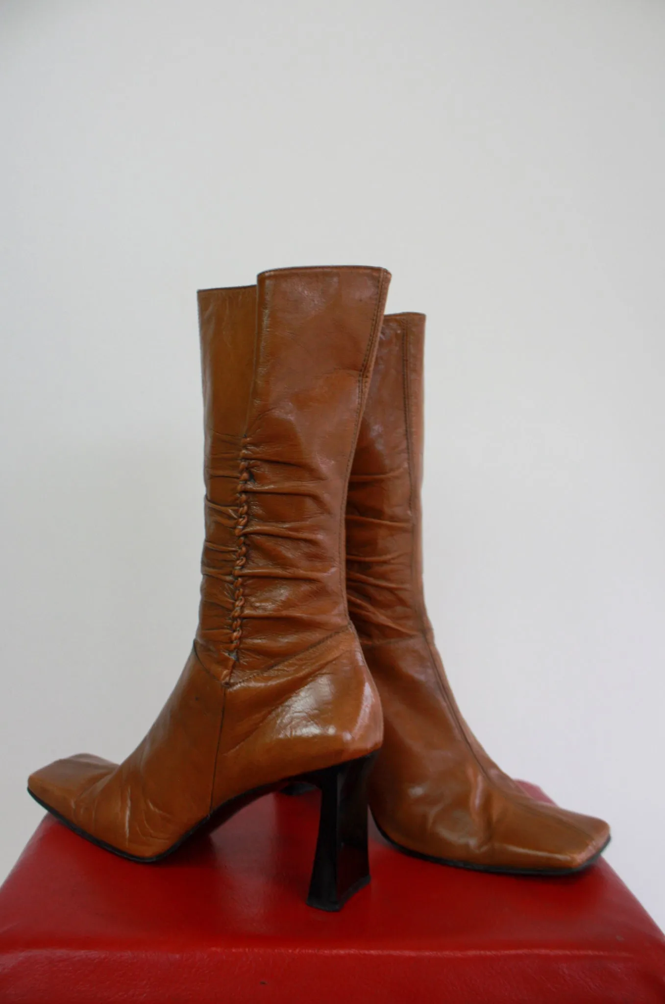 Y2K Caramel Heeled Boots